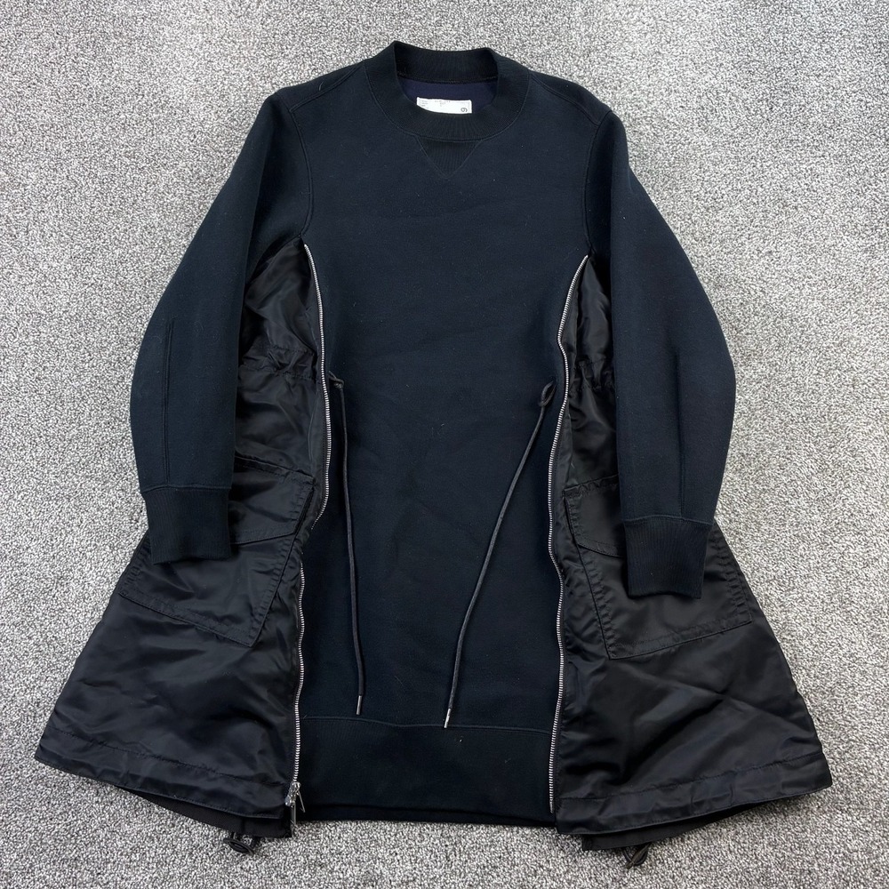 Sacai Sponge Sweat Ma-1 Dress Knee Length V Gazette Side Zipper Double Zip
